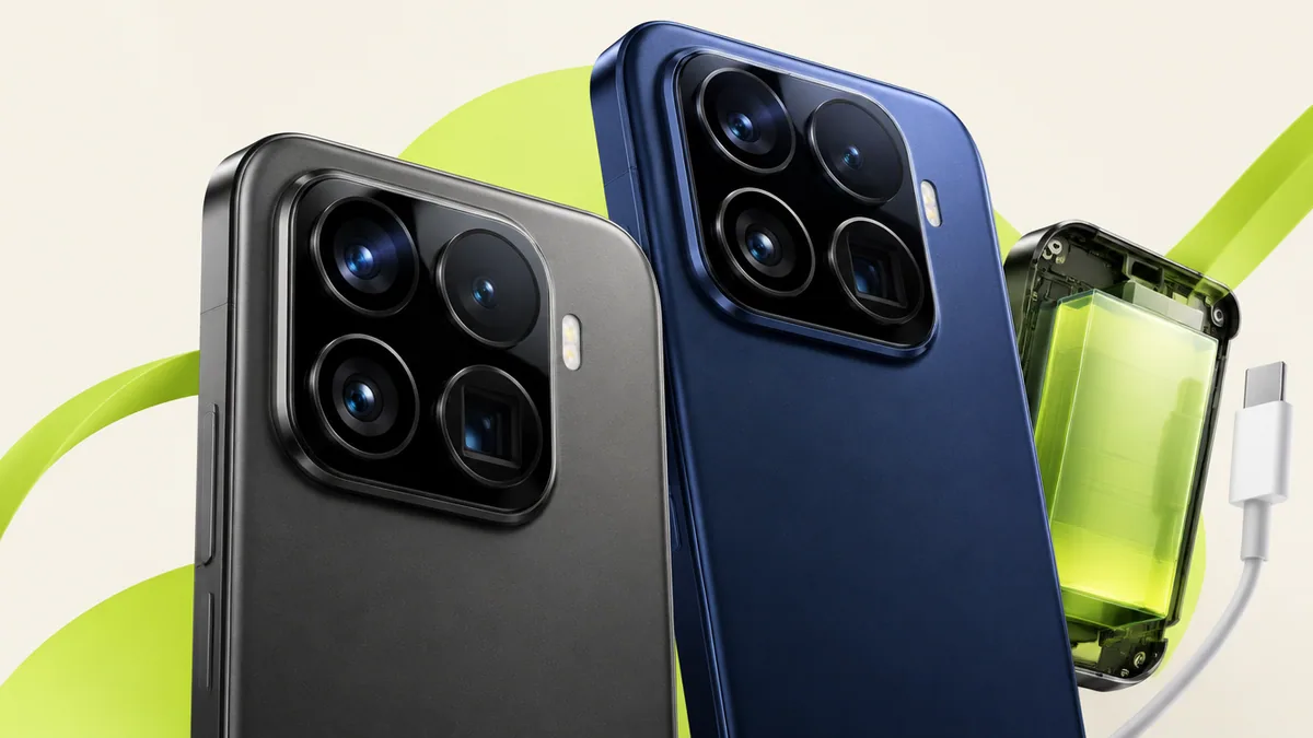 Xiaomi 18 Pro seriyasının kamera və batareya xüsusiyyətlərini təsvir edən premium məhsul səhnəsi
