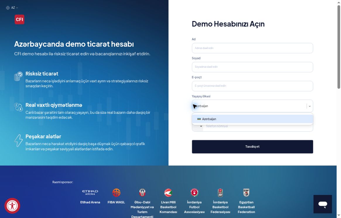 CFI demo formasında Azerbaijan ölkə seçimi