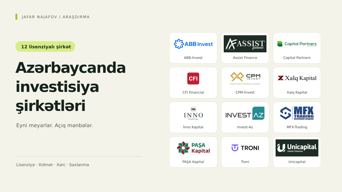 Azərbaycanda investisiya şirkətləri: 12 lisenziyalı şirkətin müqayisəsi